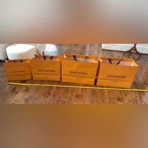 Set of FOUR Louis Vuitton Orange Shopping Bags! Great for storage or gifting